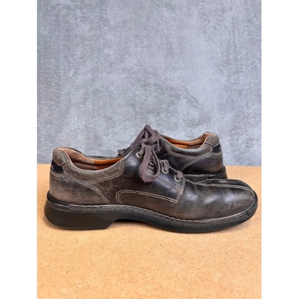 ECCO Light Mens Brown Leather Split Toe Lace Up Oxford Shoes Shock Point Size 44